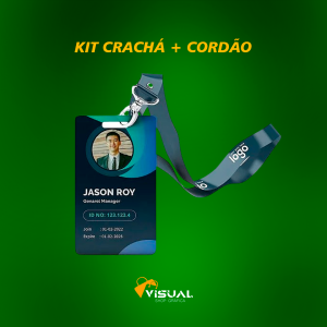 KIT CORDÃO + CRACHÁ PVC E CORDÃO 117CMX2,5CM 4x4 Sem verniz Com Recorte 